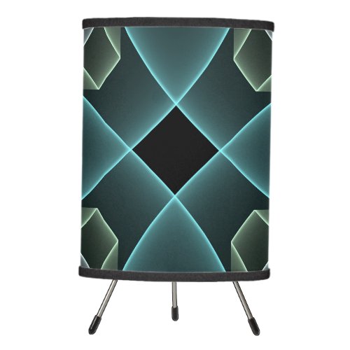 Modern Teal Geometric Fractal Art Graphic Tripod Lamp