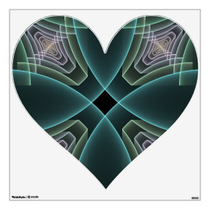 Modern Teal Geometric Fractal Art Graphic Wall Decal