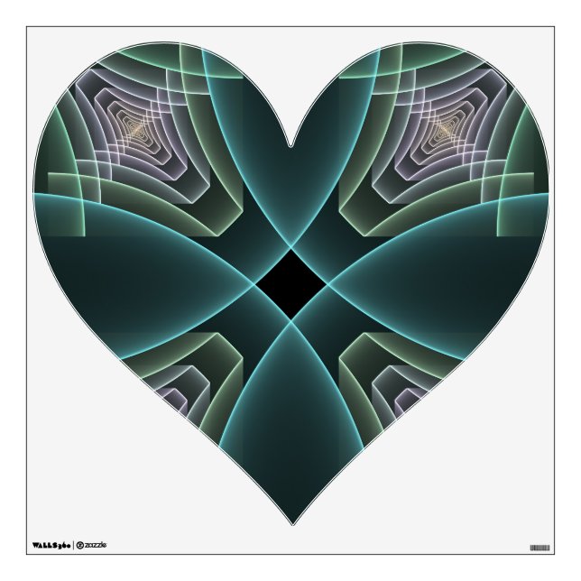 Modern Teal Geometric Fractal Art Graphic Wall Decal (Front)