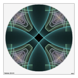 Modern Teal Geometric Fractal Art Graphic Wall Decal