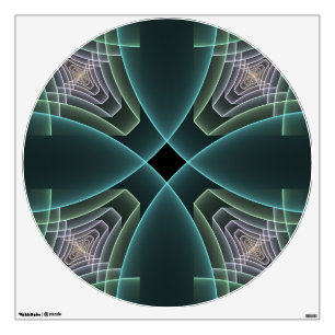 Modern Teal Geometric Fractal Art Graphic Wall Decal