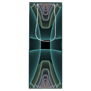 Modern Teal Geometric Fractal Art Graphic Wine Gift Bag