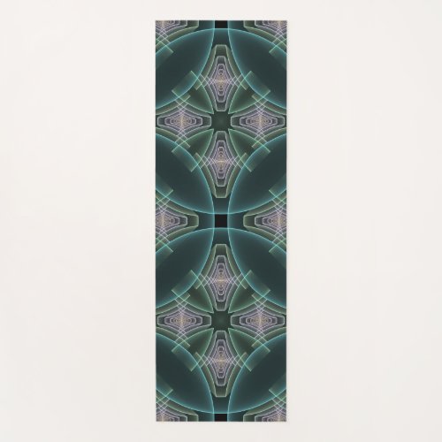 Modern Teal Geometric Fractal Art Graphic Yoga Mat