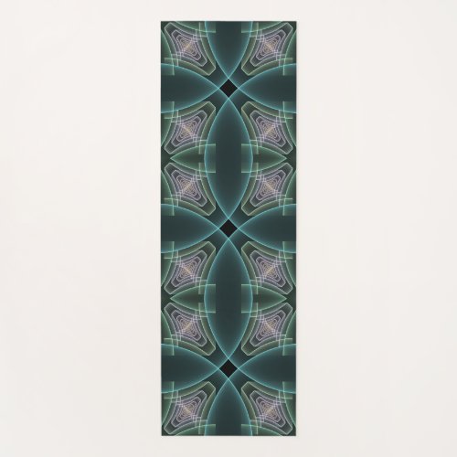 Modern Teal Geometric Fractal Art Graphic Yoga Mat