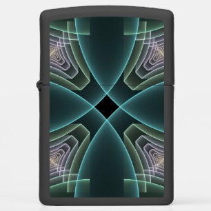 Modern Teal Geometric Fractal Art Graphic Zippo Lighter