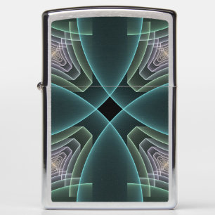 Modern Teal Geometric Fractal Art Graphic Zippo Lighter