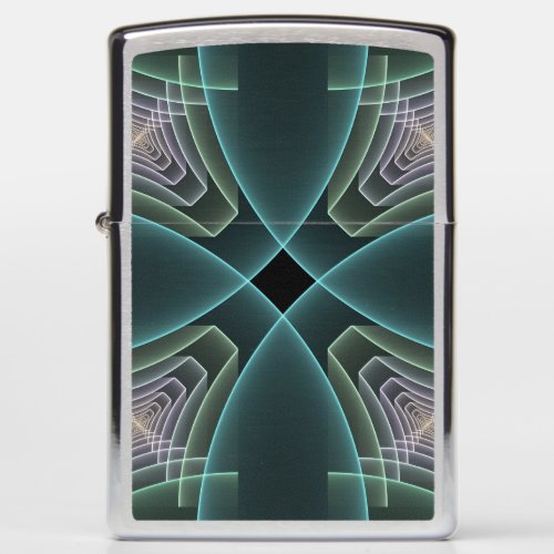 Modern Teal Geometric Fractal Art Graphic Zippo Lighter