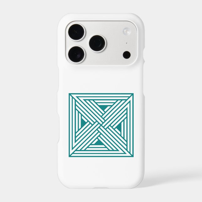 Modern Teal Geometric Line Art Abstract Pattern iPhone Case (Back)