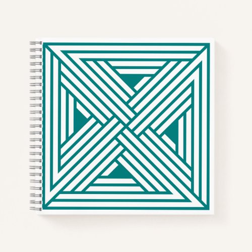 Modern Teal Geometric Line Art Abstract Pattern Notebook