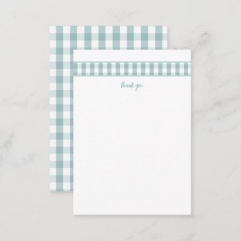 Modern Teal Gingham Thank You Notes by lemontreecards at Zazzle
