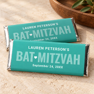 Modern Teal Girls Mitzvah Chocolate Hershey Bar Favors