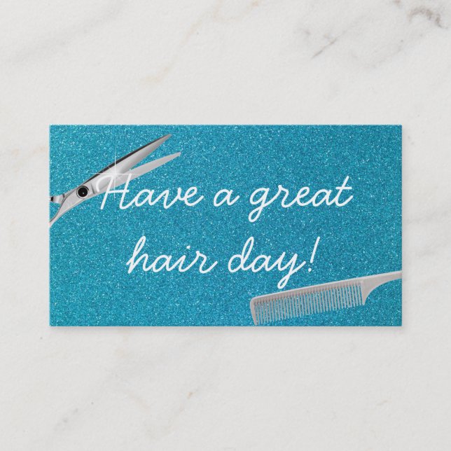 Modern Teal Glitter Hair Stylist Business Cards (Front)