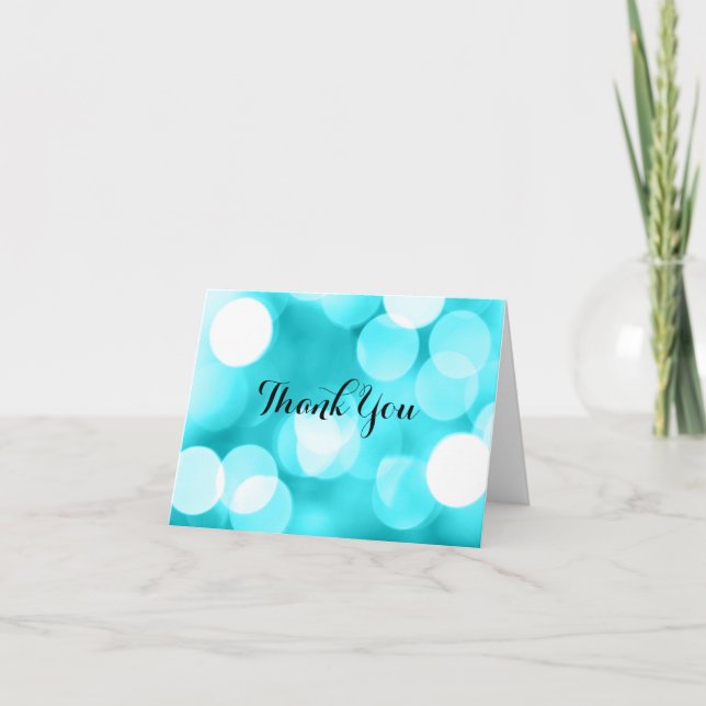 Modern Teal Glitter Lights Letterpress Thank You Card (Front)