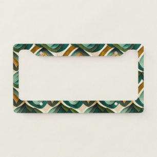 Modern Teal Gold Abstract Geometric Pattern License Plate Frame