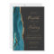 Modern Teal Gold Agate Dark Wedding Invitation