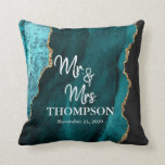 Modern Teal Gold Black and Turquoise Geode Agate Throw Pillow<br><div class="desc">Modern Teal Gold Black and Turquoise Geode Agate Design. This makes a perfect wedding gift as well as anniversary gift for couples. The text,  font and color can be further customized by clicking on the "click to customize further" button.</div>