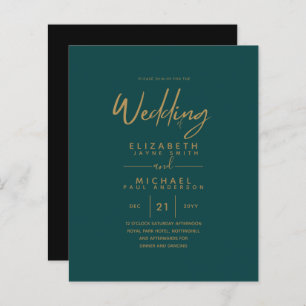 Modern Teal Gold Budget Wedding Invites