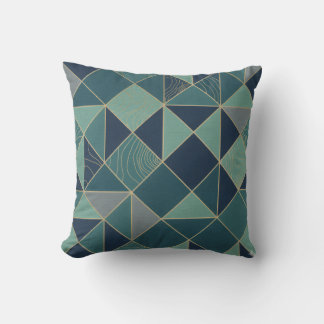 Modern Teal & Gold Geometric Mosaic Pattern Throw  Throw Pillow
