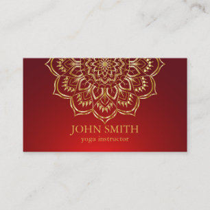 Modern Teal & Gold Mandala Yoga Instructor Busines Business Card