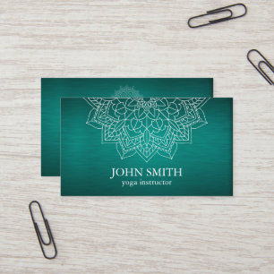 Modern Teal & Gold Mandala Yoga Instructor Busines Business Card
