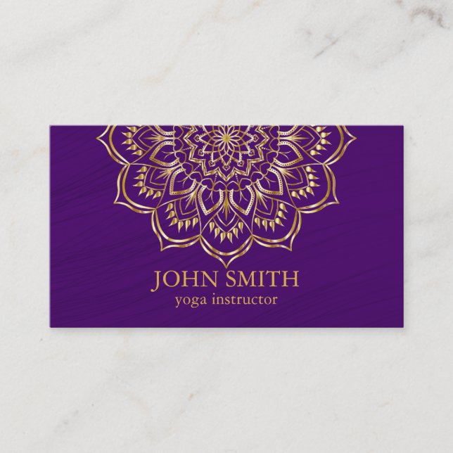 Modern Teal & Gold Mandala Yoga Instructor Busines Business Card (Front)