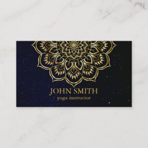 Modern Teal & Gold Mandala Yoga Instructor Business Card