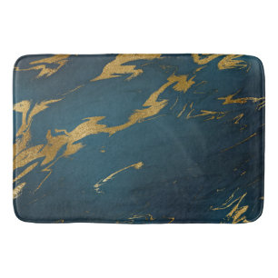 Modern Teal Gold Marble Bath Mat