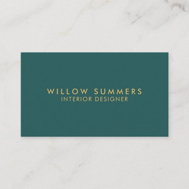 Modern Teal Gold Minimal Professional Business Card (Front)