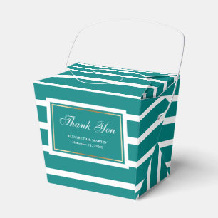 Modern Teal Gold Wedding Thank You Favor Boxes
