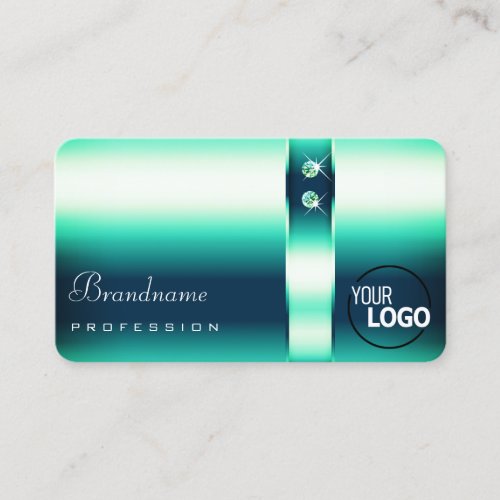 Modern Teal Gradient Opening Hours Jewels and Logo Business Card
