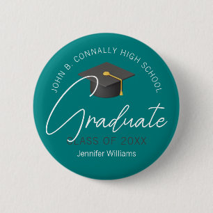 Modern Teal Graduate Custom 2025 Graduation Button