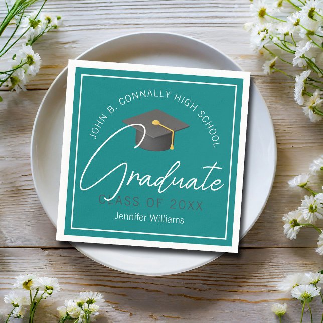 Modern Teal Graduate Custom Graduation Party Napkins (Creator Uploaded)