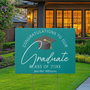 Modern Teal Graduate Custom Graduation Yard Sign