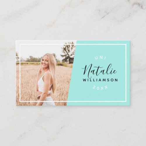 Modern teal graduation photo insert name cards