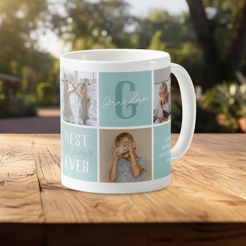 Modern Teal Grandma Photo Collage Coffee Mug