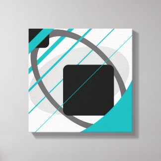 Modern Teal Gray Black Off White - Wrapped Canvas Print