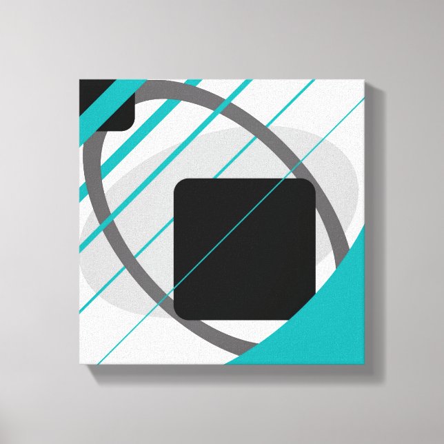 Modern Teal Gray Black Off White - Wrapped Canvas Print (Front)