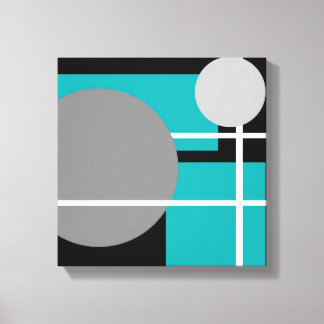 Modern Teal Gray Black White - Wrapped Canvas Print