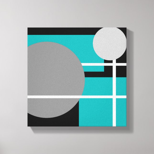 Modern Teal Gray Black White - Wrapped Canvas Print (Front)
