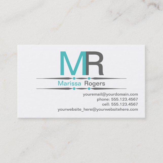 Modern Teal Gray Stripe Business Card (Front)