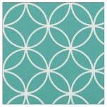 Modern Teal Green and White Circle Diamond Pattern Fabric