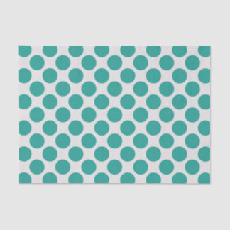 Modern Teal Green and White Large Polka Dots Tissue Paper