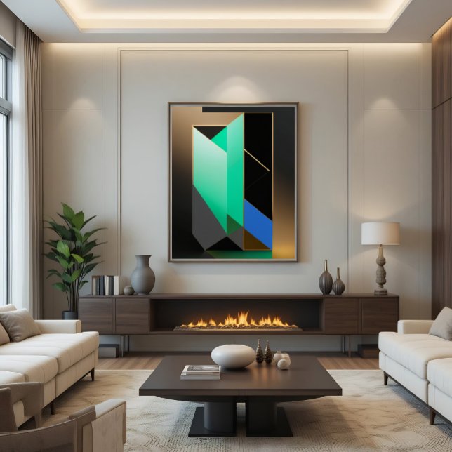 Modern Teal Green Blue Gold Abstract Canvas Print (Creator Uploaded)