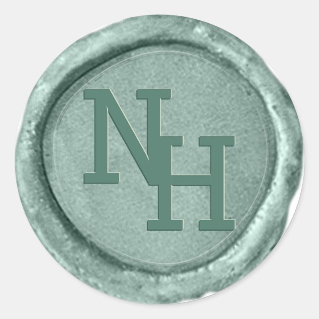 Modern Teal Green Blue Wax Seal Monogram Wedding (Front)