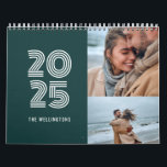 Modern Teal Green Bold Typography 3 Photo Family Calendar<br><div class="desc">Modern Teal Green Bold Typography 3 Photo Family Calendar with room to place your favorite family photos,  3 photo grid layout inside. Background color can be changed in the design tool if you like.</div>