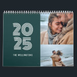 Modern Teal Green Bold Typography 3 Photo Family Calendar<br><div class="desc">Modern Teal Green Bold Typography 3 Photo Family Calendar with room to place your favorite family photos,  3 photo grid layout inside. Background color can be changed in the design tool if you like.</div>