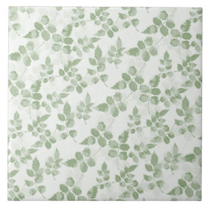 Modern Teal green Botanical leaves pattern Ceramic Tile