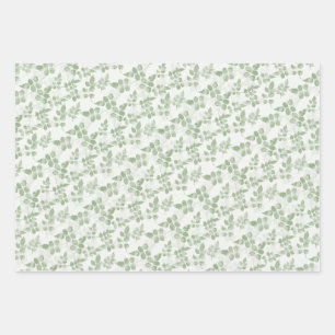 Modern Teal green Botanical leaves pattern Wrapping Paper Sheets