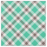 Modern Teal Green Brown Plaid Pattern Fabric