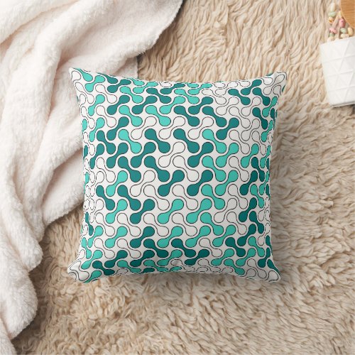 Modern Teal Green Geometric Metaball Pattern Throw Pillow